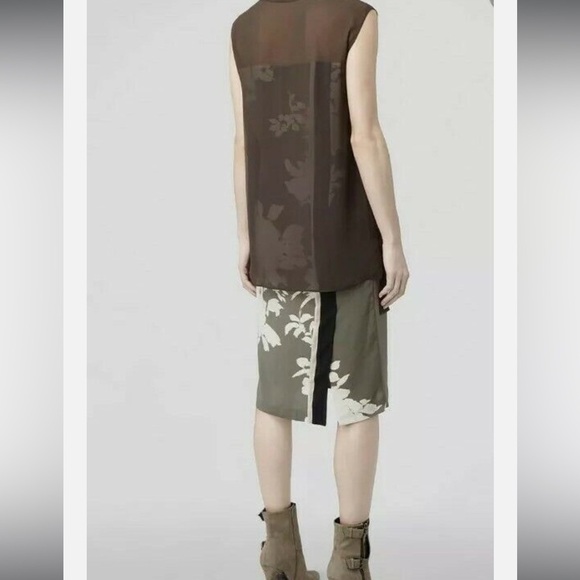 100% Silk Allsaints Floral Olive Dress Size 2 - Picture 10 of 12